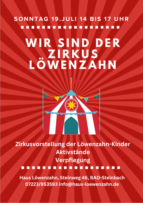 Zirkus LoewenZahn Sommmerfest Einladung am 19.07.